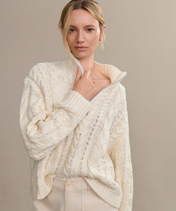 Cotton Cable Half Zip