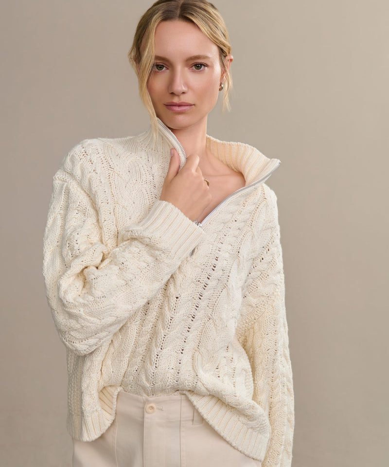 Cotton Cable Half Zip