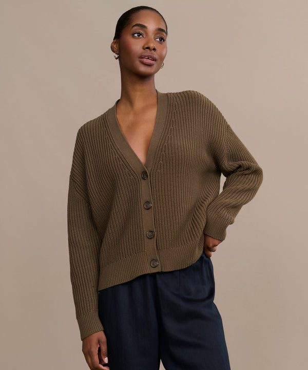 Cropped Cotton Cocoon Cardigan