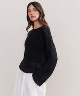 Cropped Linen Crewneck